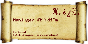 Maninger Ádám névjegykártya